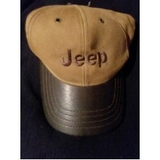 Jeep Leather Bill Brown Adjustable Strap Ball Cap  eb-92648544